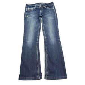 Miss Chic Pants Womens 3 Blue Low Rise 5 Pocket Design Bootcut Denim Jeans